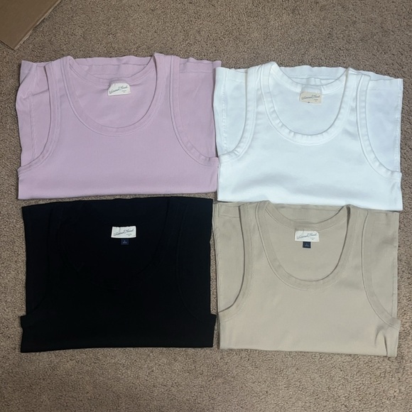 Universal Thread Bundle 90s Ribbed Stretch Tank Top Mauve White Brown Black L/XL - Picture 10 of 13